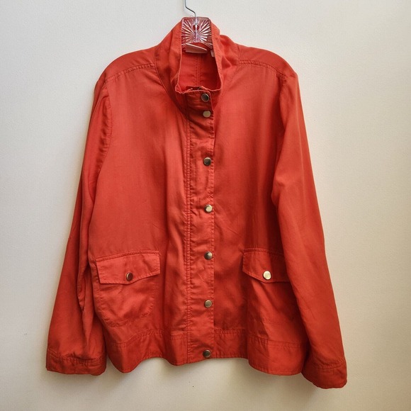 Chico's Jackets & Blazers - Chico’s Jacket Women’s Size 3 (XL) Lyocell Orange Full Zip Up Long Sleeve Snap